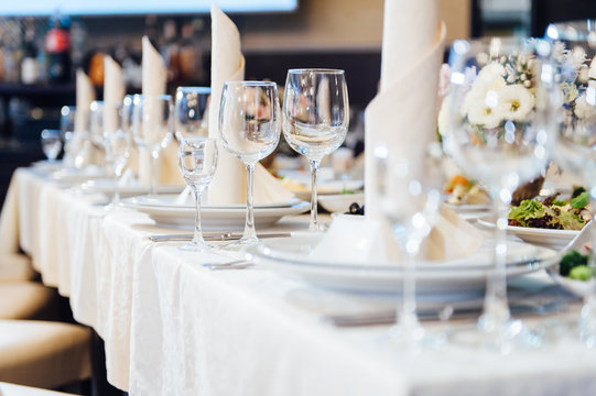 table set for wedding or another catered event