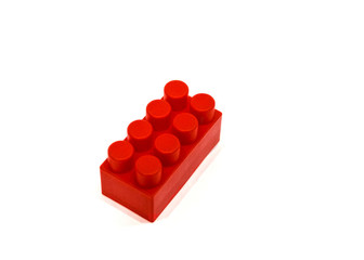 details of a children's plastic constructor on a white background. colored block.