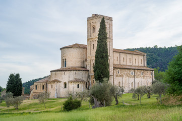 Sant Antimo Abbey at Val d'Orcia, Tuscany, Italy