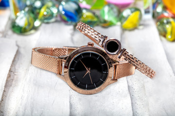 Wrist watch and wristband. wrist watch with and bracelet jewelry.