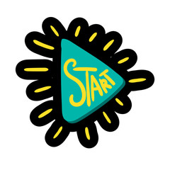 Start button flat color illustration