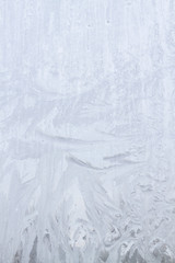 Frosty patterns on a frozen ice box in the early morning