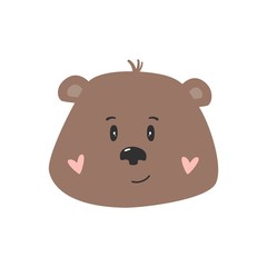Cute funny bear. Hand drawn work. Childish cartoon design for kid t-shirts, dress or greeting cards. Vector illustration.