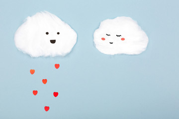 Two clouds made from cotton wool