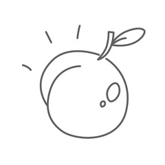 Fresh peach vector doodle icon isolated on white, hand drawn sketchy style