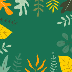 Abstract green background with leaves and herbs. 