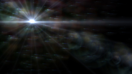Abstract lens flare light over black background for overlays.