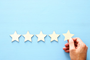 concept of setting a five star goal. increase rating or ranking, evaluation and classification idea