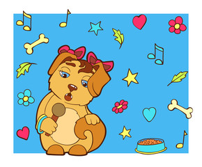 Cartoon character dog. Color background with a puppy.