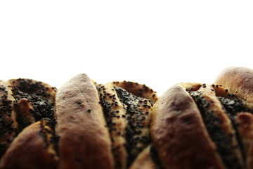 baking with poppy seeds on a white background