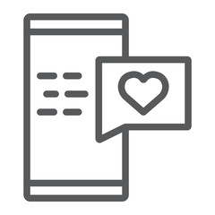 Love message line icon, chat and romance, romantic chat sign, vector graphics, a linear pattern on a white background.