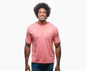 Afro american man over isolated background with a happy and cool smile on face. Lucky person.