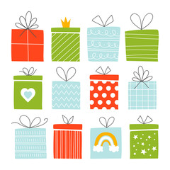 Set of vector gift boxes