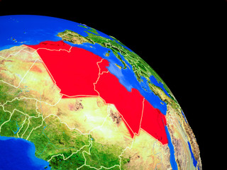 North Africa on planet Earth from space with country borders. Very fine detail of planet surface.