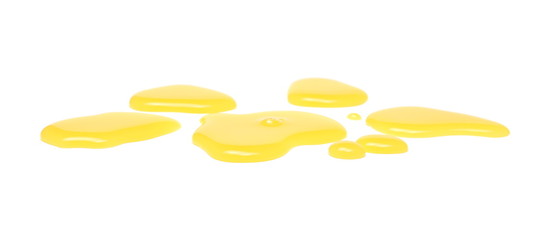 Puddle of orange juice isolated on white background, clipping path