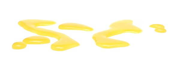 Puddle of orange juice isolated on white background, clipping path