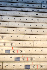 empty numbered concrete stands awaiting for spectators
