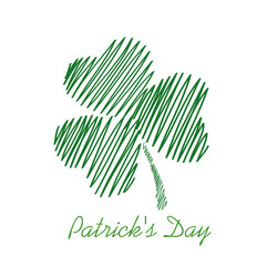 Template hand-drawn green clover. St.Patrick 's Day. Vector illustration. Greeting card with empty space for text or advertising. On a white background