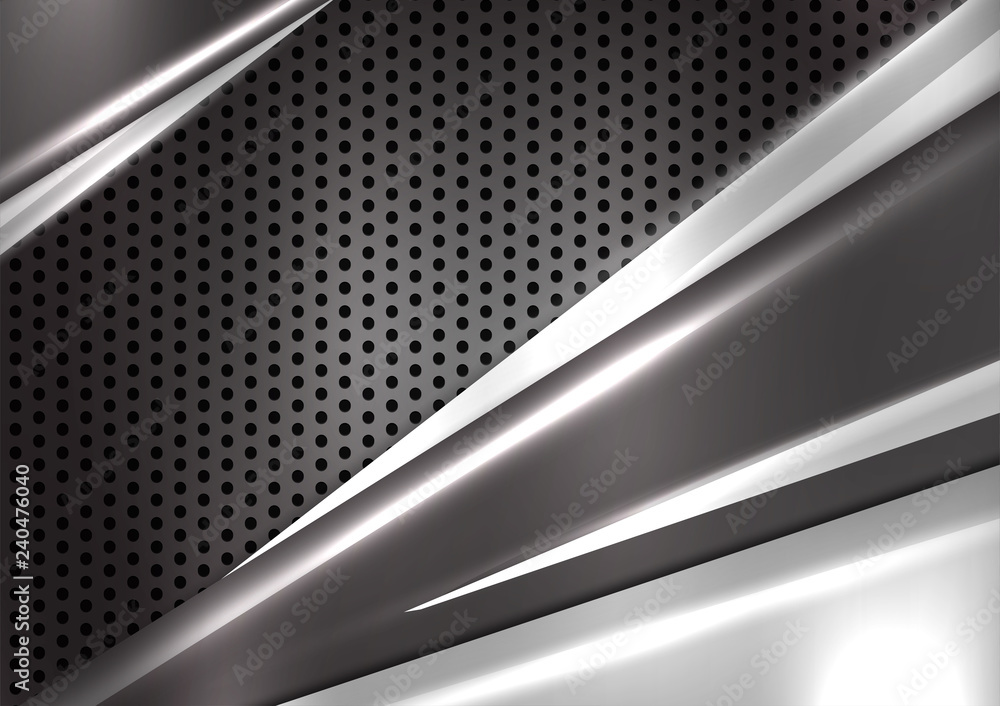 Poster black and silver geometric abstract vector background with copy space