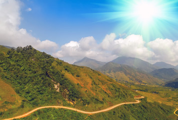Spring sunset mountain roads
