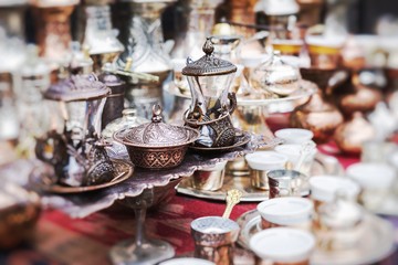 Copper product as souvenir in Bosnia and Herzegovina. Selective Focus.