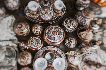 Copper product as souvenir in Bosnia and Herzegovina. Selective Focus.