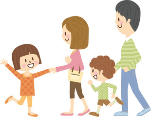 歩く家族ベクターイラスト