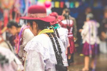 Fototapeta na wymiar Dancers at Sucre Carnival in Bolivia.