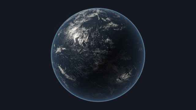 Planet isolated on dark background. 3D rendering.