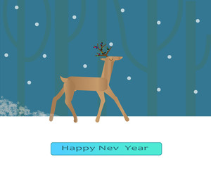 Fallow deer in winter forest