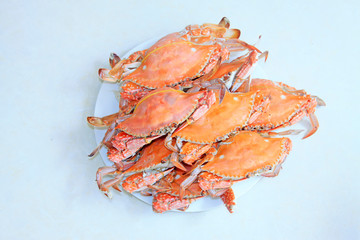 Cooked crab in the dish
