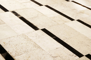 Fototapeta premium Floor in the Basilica of the Annunciation, Nazareth, Israel. Visual illusion - it seems that these are steps, but the floor is flat
