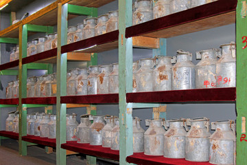 Cement sample iron drum in a museum, China