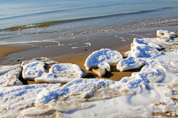 ice and snow natural landscape by the sea
