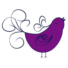 Bird icon. Vector illustration of a fabulous bird. Hand drawn cartoon bird.