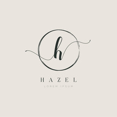 Simple Elegant Letter H Logo With Circle Brush