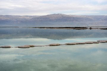 Dead sea seascape in cloudy weather