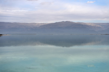 Dead sea seascape in cloudy weather