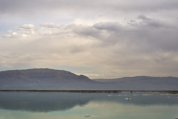 Dead sea seascape in cloudy weather