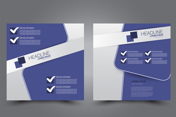 Square flyer design. A cover for brochure.  Website or advertisement banner template. Vector illustration. Purple color.