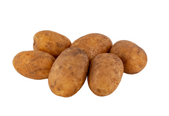 Untreated potato tubers white background