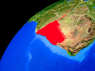 Namibia from space. Planet Earth with country borders and extremely high detail of planet surface.