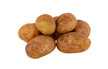 Untreated potato tubers white background