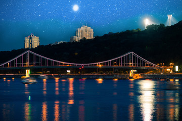 Nice view of Bridge on Dnipro Kiev Ukraine