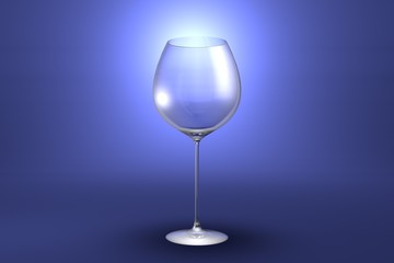 3D illustration of red wine glass on light blue highlighted artistic background - drinking glass render
