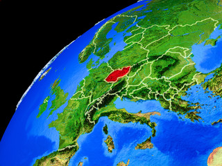 Czech republic from space. Planet Earth with country borders and extremely high detail of planet surface.