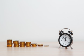 Time is money, table clock with coins