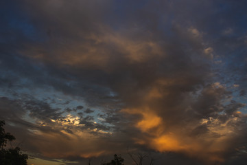 sky with clouds and sun
