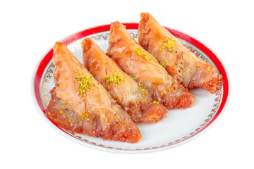 Turkish Ramadan Dessert Baklava isolated on white