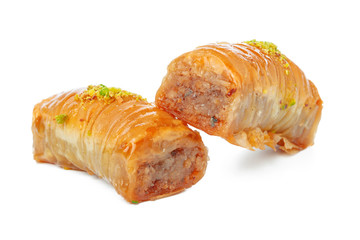 Turkish Ramadan Dessert Baklava isolated on white